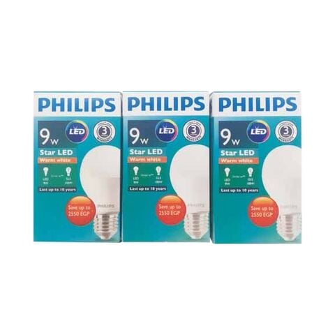 Philips Star LED Bulbs - 9 watt - 3 Pieces